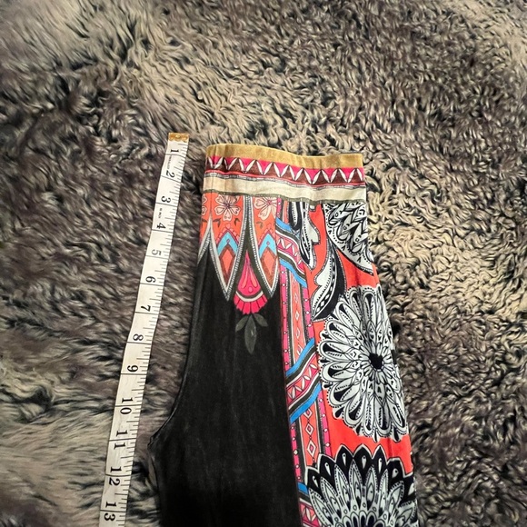 NWT Peach Puff Multicolor Geometric Boho Long Wide Leg Flare Pants Size Medium - Picture 11 of 12